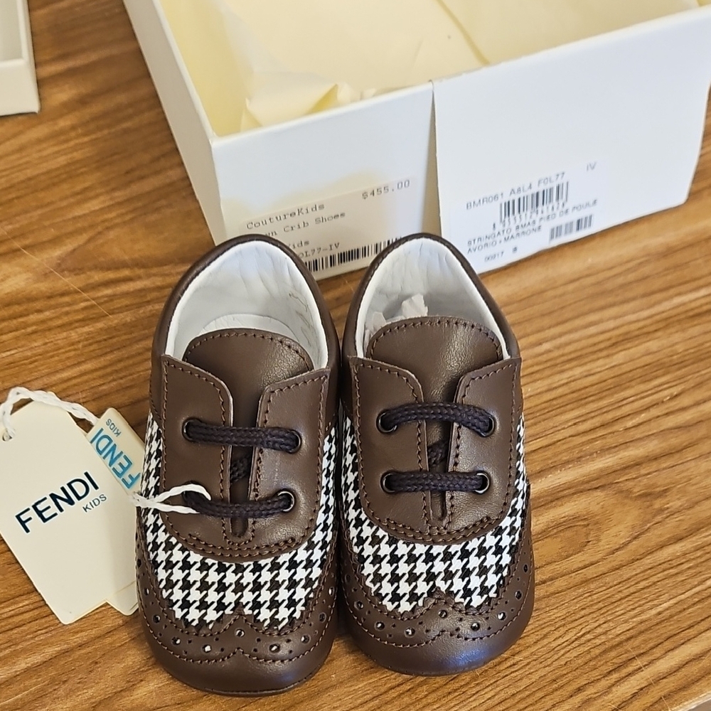 Fendi Kids Brown and Black Shoes